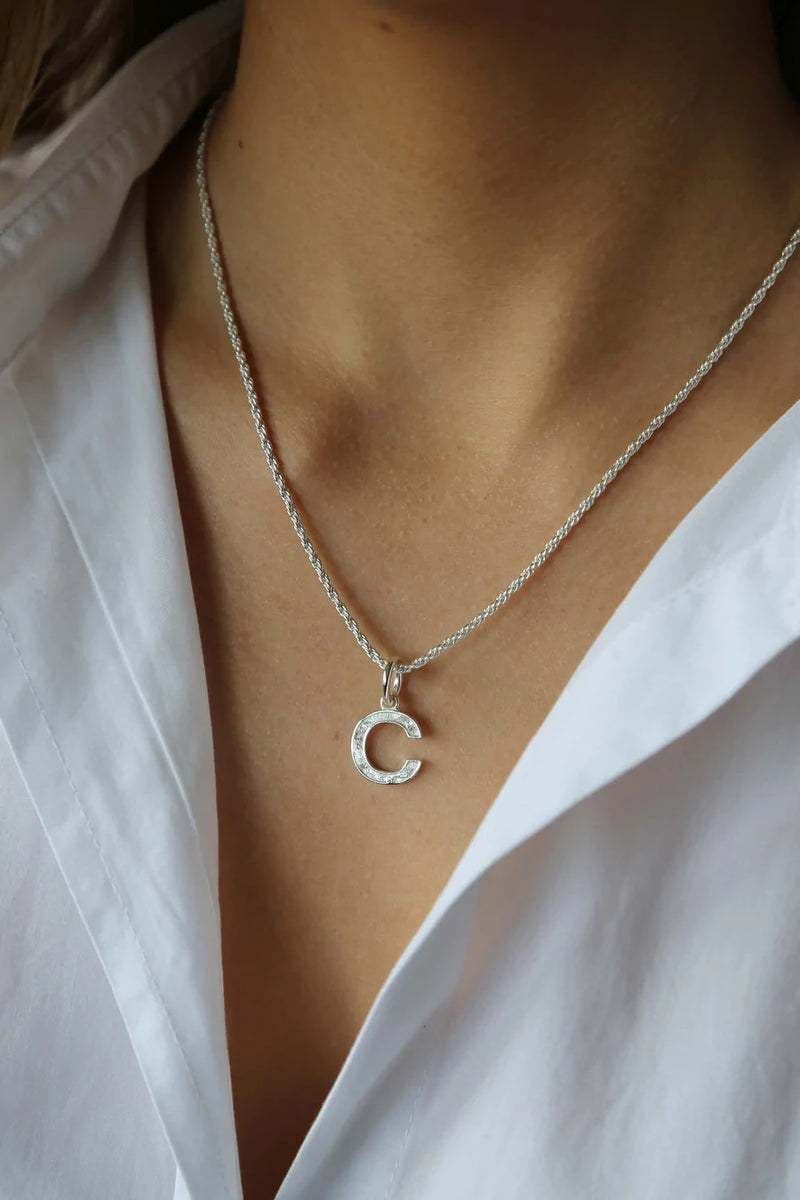 Letter C Inline Initial Necklace in Sterling Silver | Kendra Scott